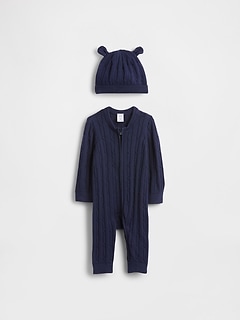 Baby Cable-Knit One-Piece Outfit Set