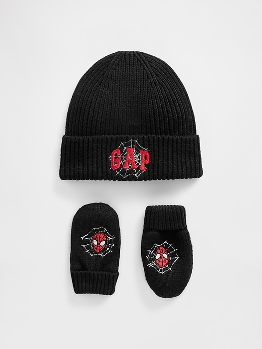 Image number 1 showing, Baby & Toddler Spider-Man Logo Beanie & Mittens Set