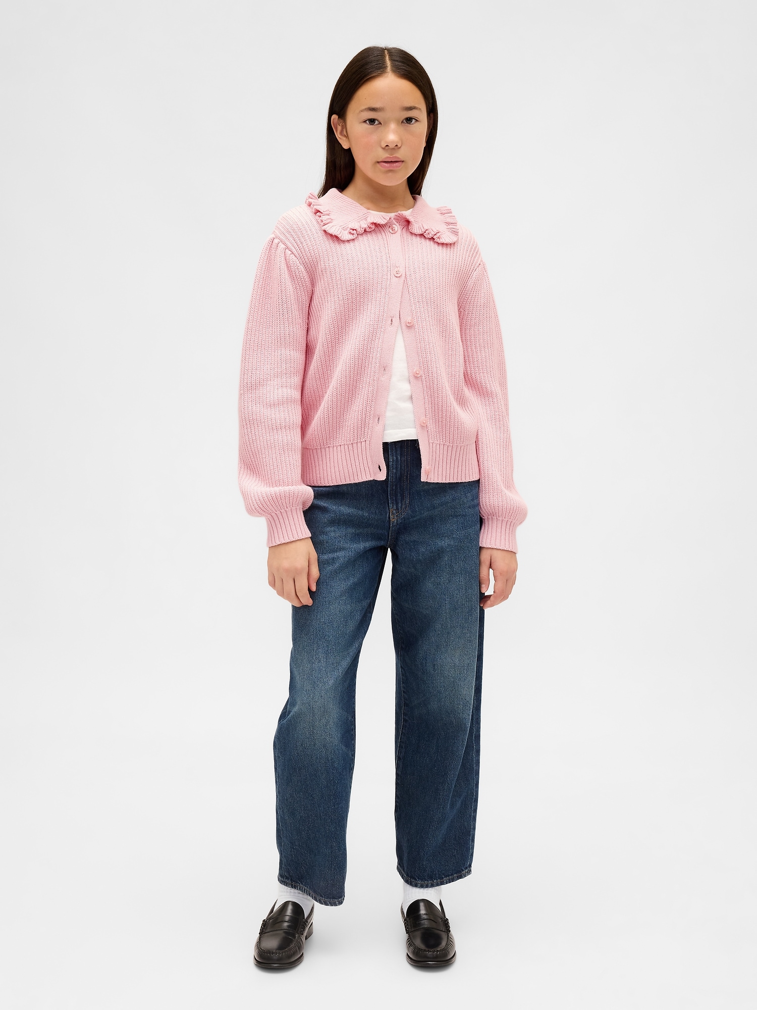 Kids Ruffle Collar Cardigan