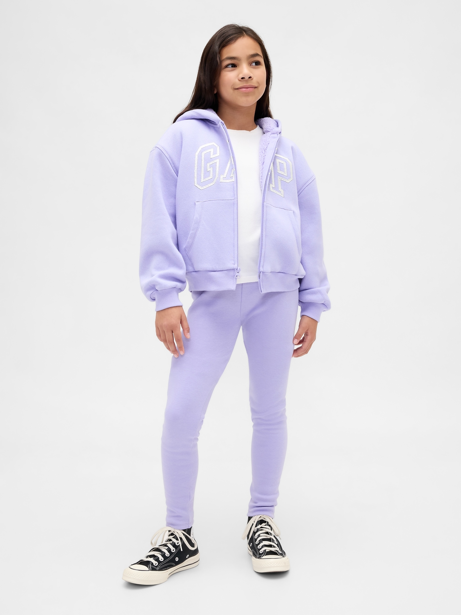 Kids Sherpa-Lined Graphic Logo Hoodie