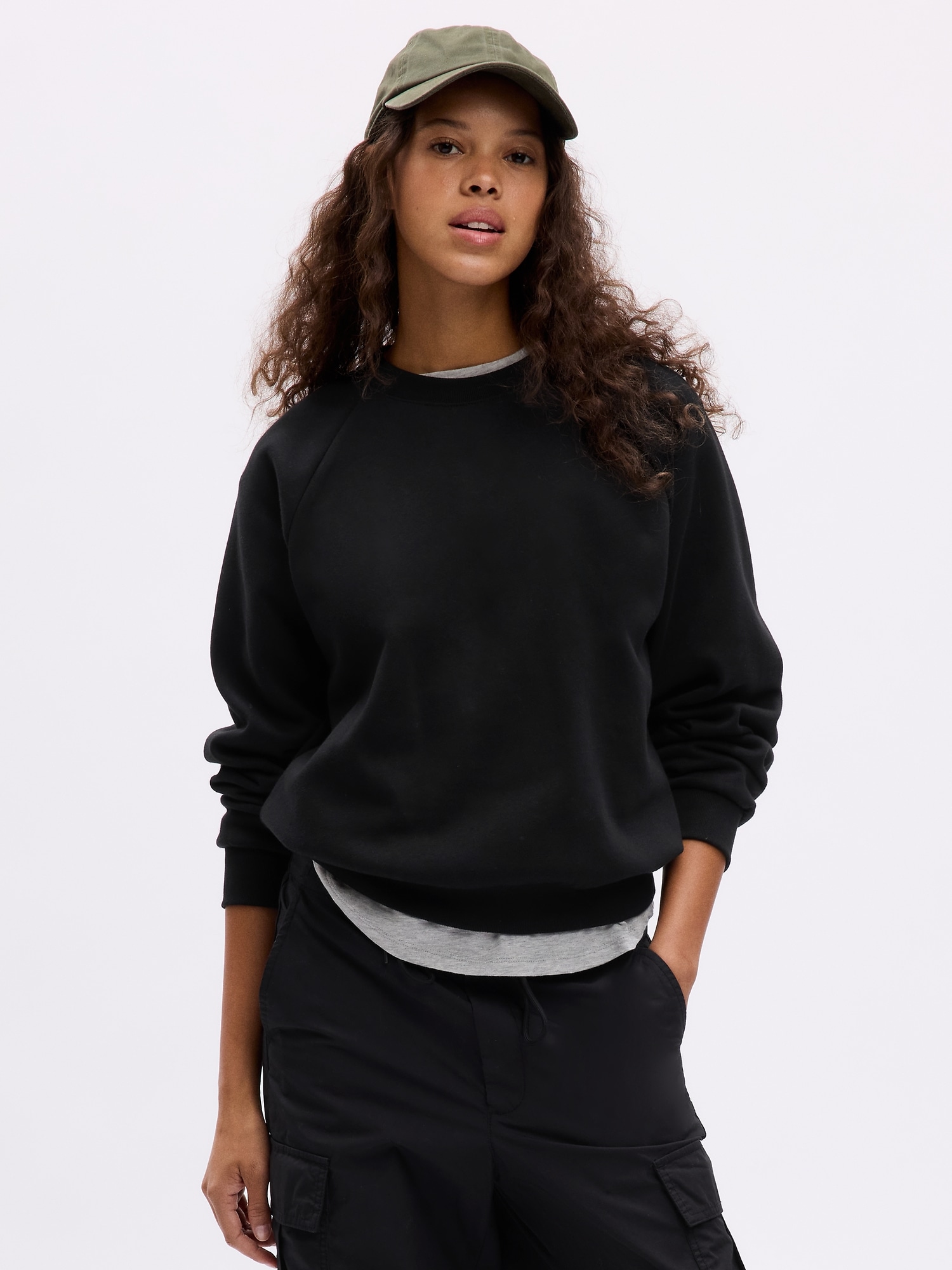 VintageSoft Raglan Sweatshirt - Black