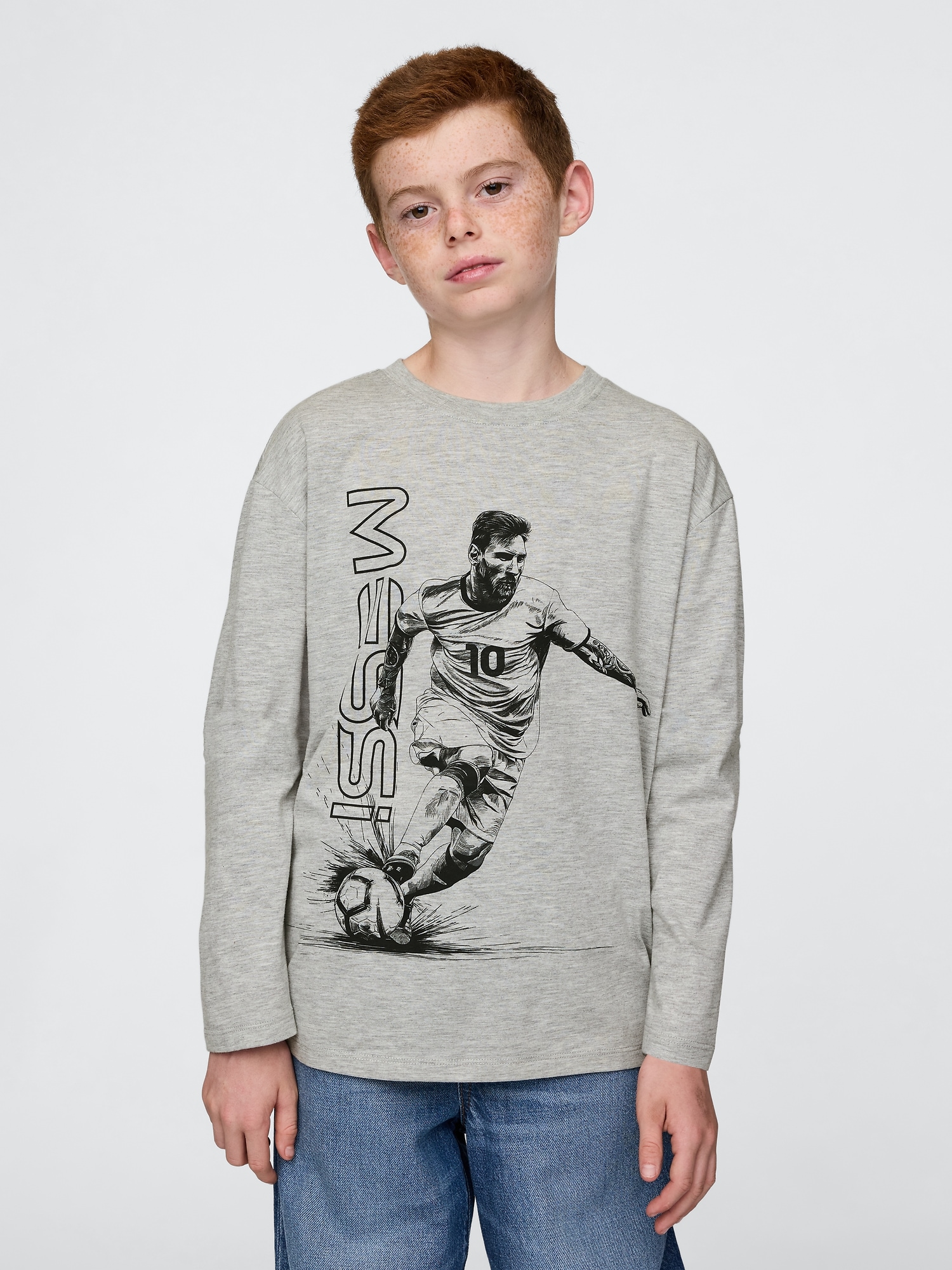 Kids Messi Graphic T-Shirt - Heather Grey
