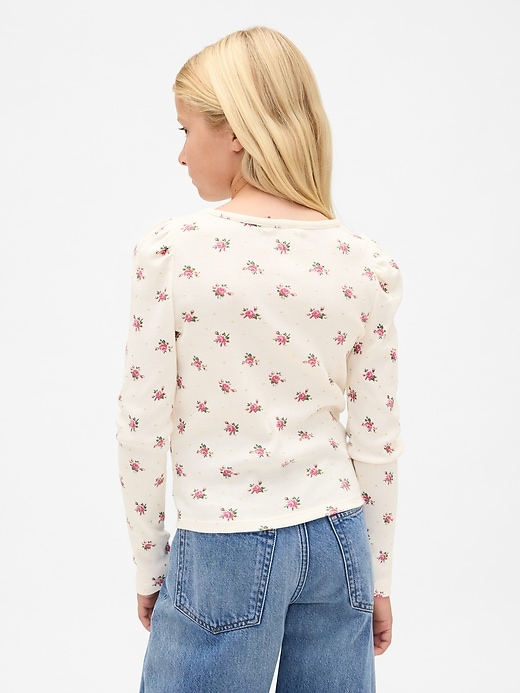 Image number 3 showing, Kids Rib Puff-Sleeve Top