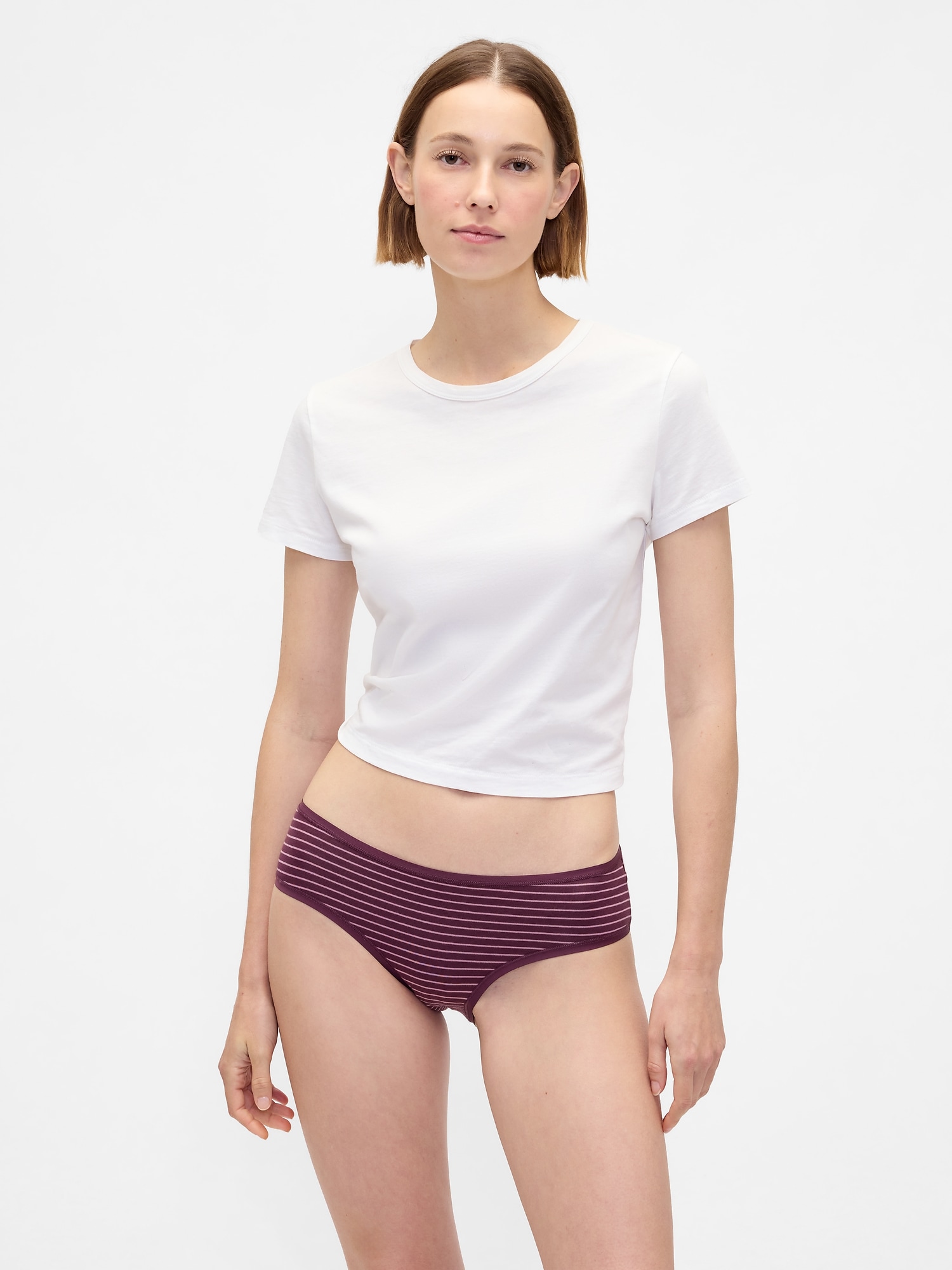 Organic Stretch Cotton Hipster - Burgundy Purple Stripe