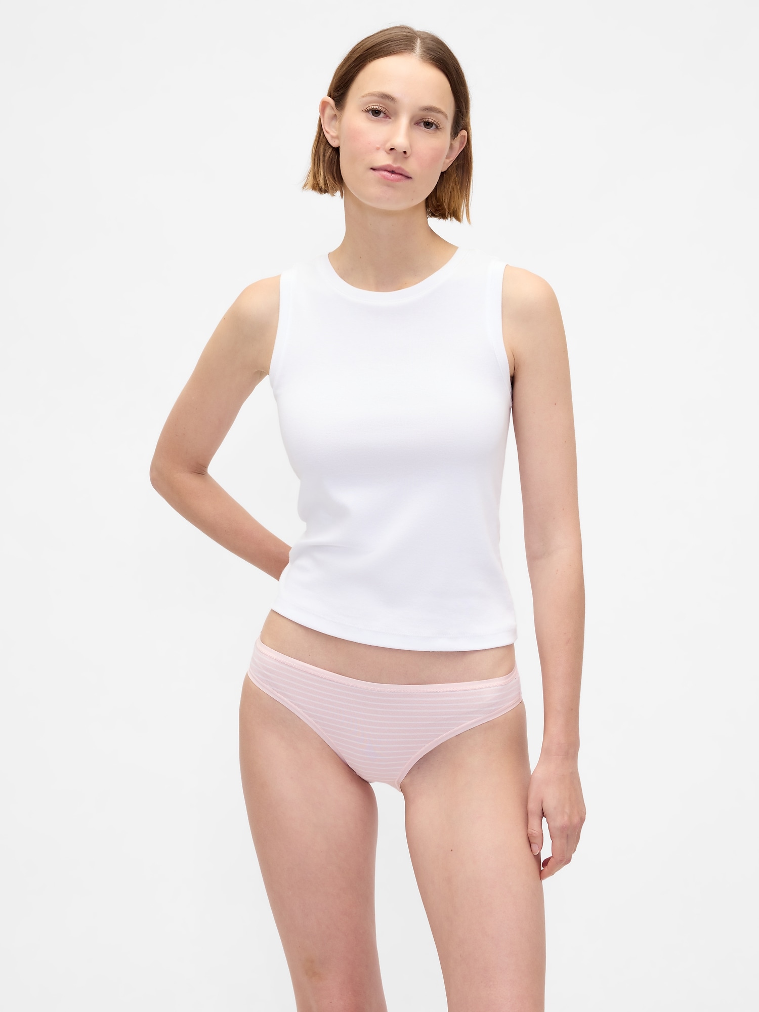 Organic Stretch Cotton Bikini - Pink Stripe