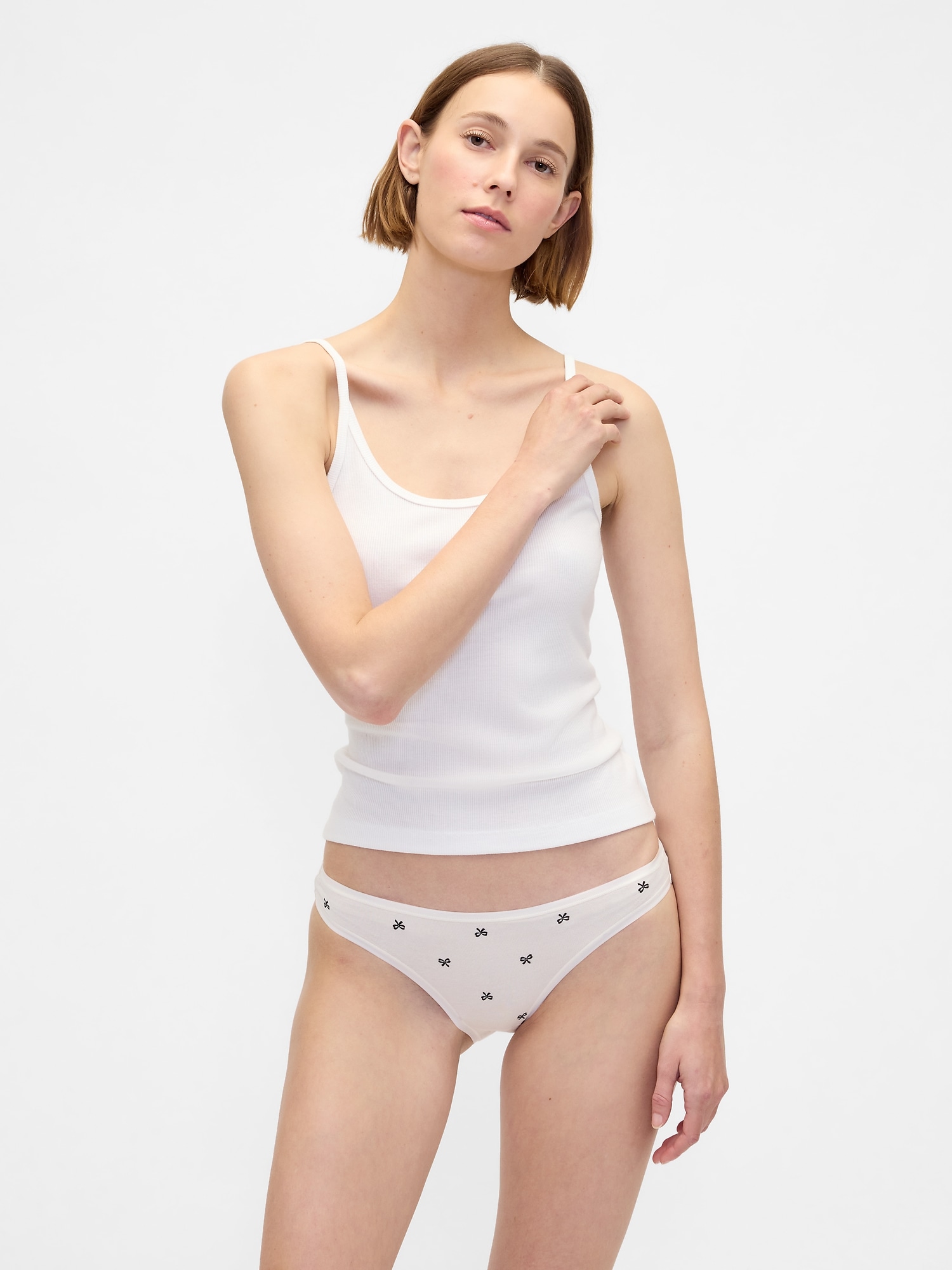 Organic Stretch Cotton Bikini - Black Bow Print