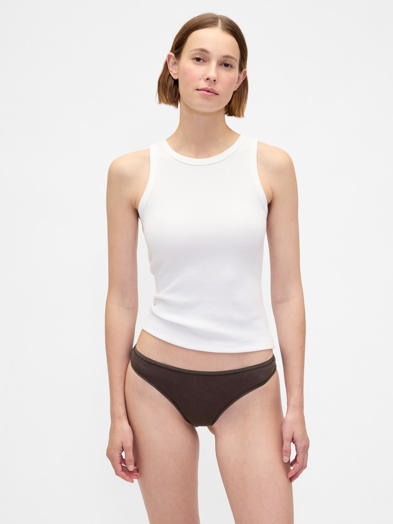Organic Stretch Cotton Thong - Terra Brown