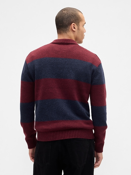 Image number 3 showing, Rugby Stripe Relaxed Polo Sweater