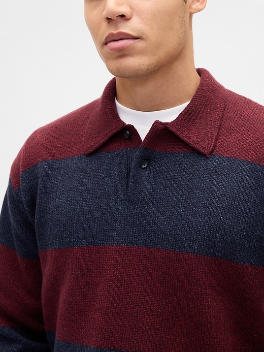 Image number 4 showing, Rugby Stripe Relaxed Polo Sweater