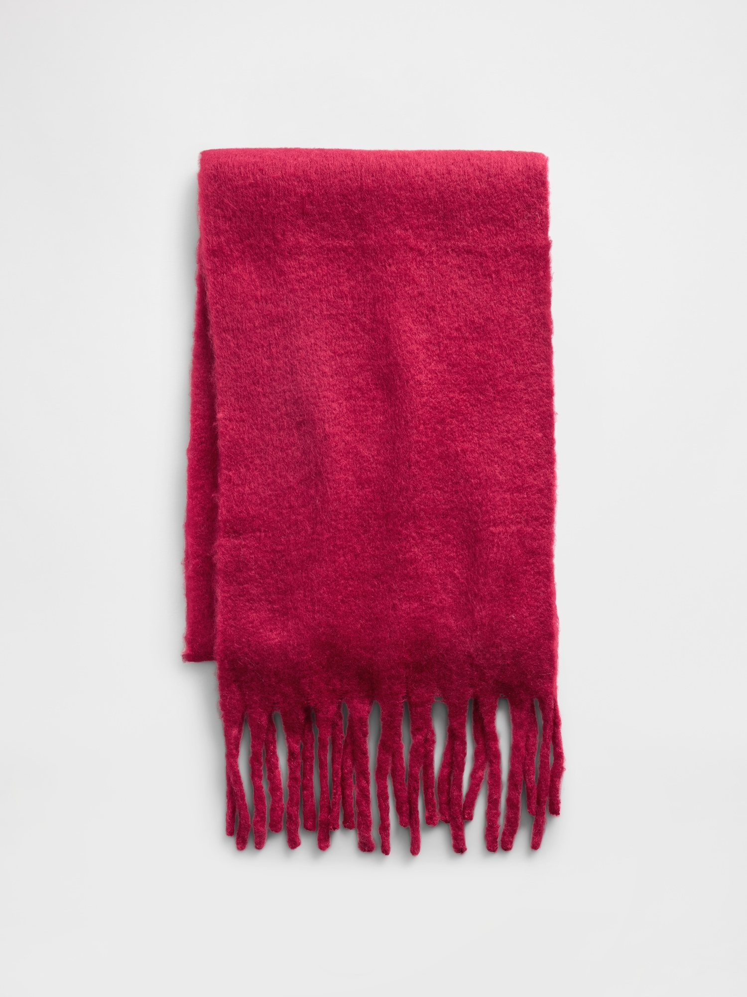 Brushed Fringe Scarf - Sled Red