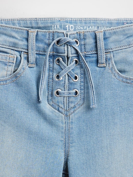 Image number 3 showing, Kids High Rise Lace-Up '70s Flare Jeans