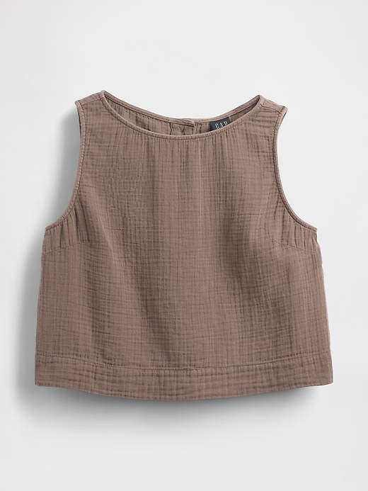 Image number 5 showing, Cotton Gauze Crop Shell Top