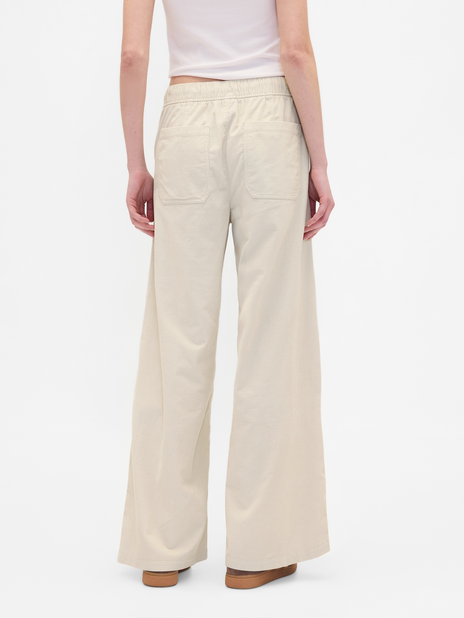 Женские брюки Gap Mid Rise Corduroy Baggy, цвет: Бежевый — фото 4