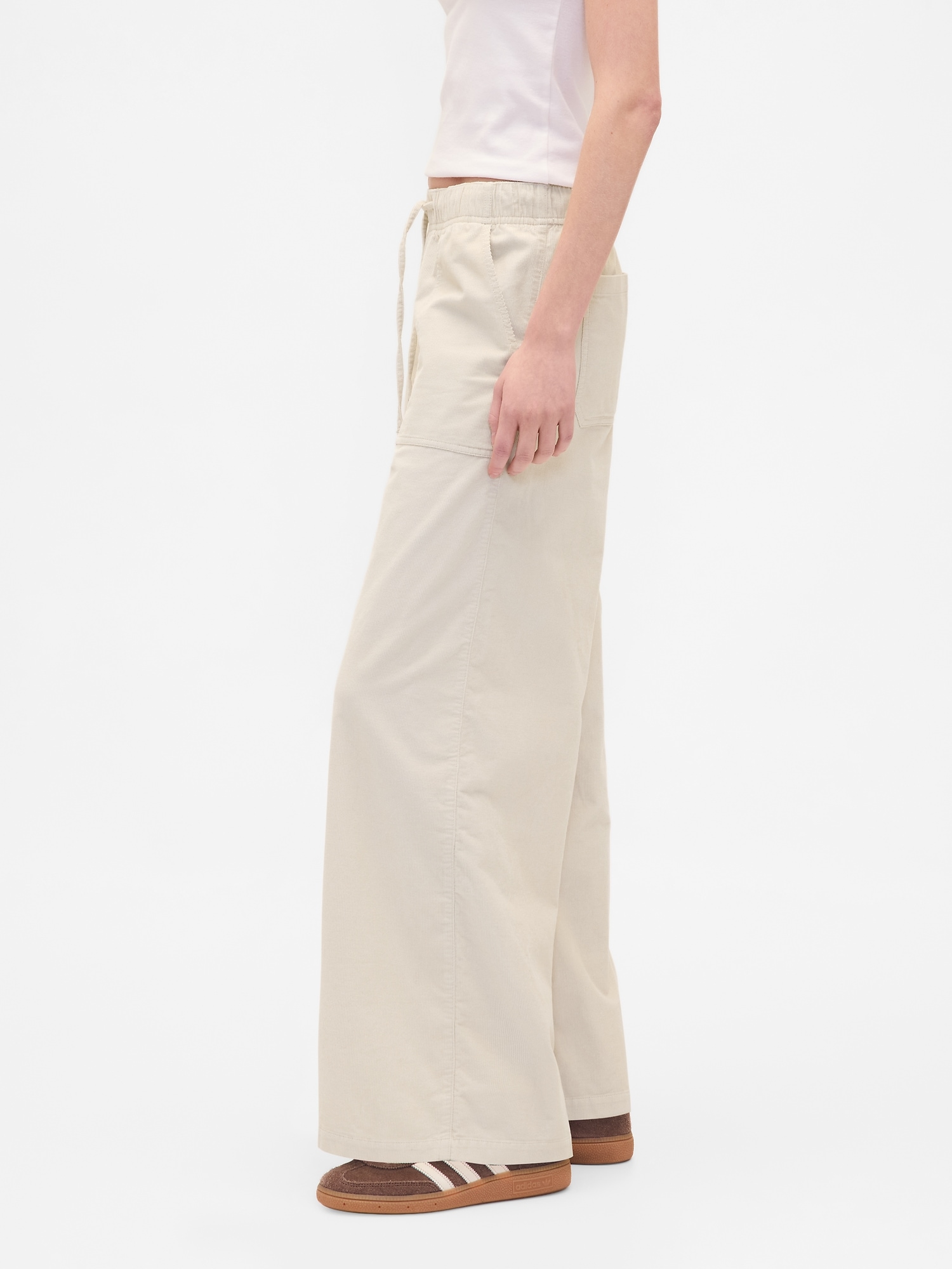 Женские брюки Gap Mid Rise Corduroy Baggy, цвет: Бежевый — фото 3