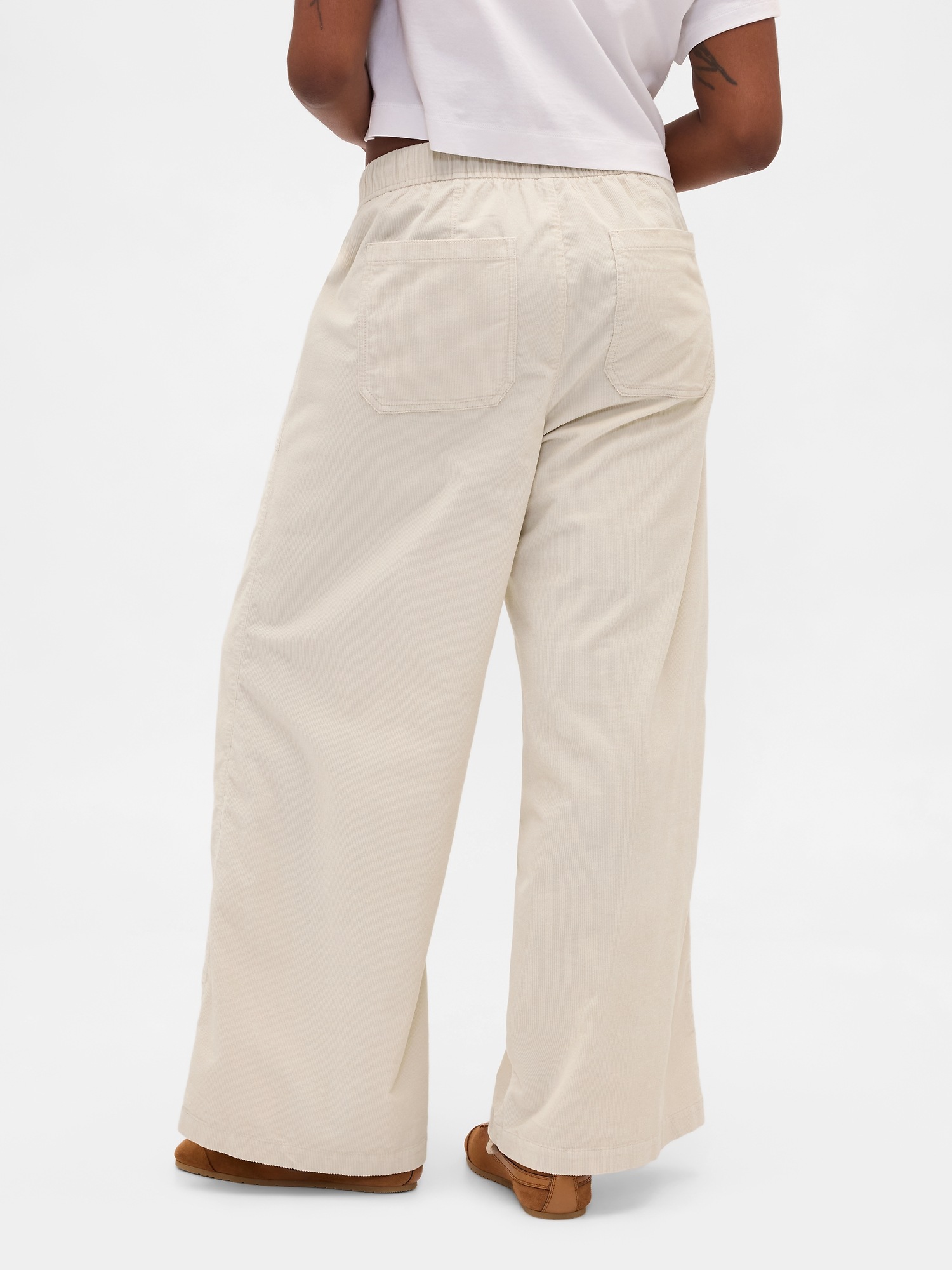 Женские брюки Gap Mid Rise Corduroy Baggy, цвет: Бежевый — фото 6