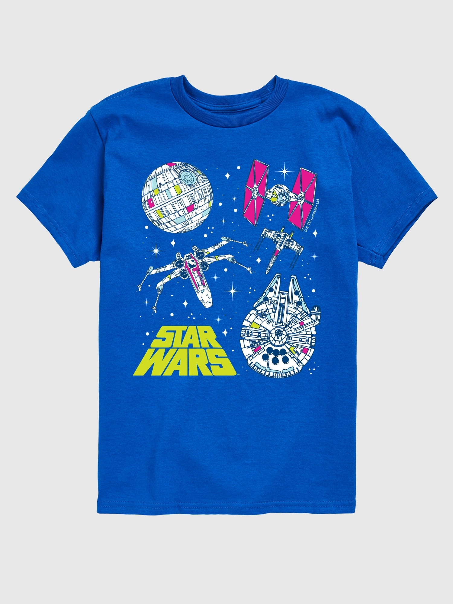 Kids Star Wars Ships Short Sleeve T-Shirt - Royal Blue