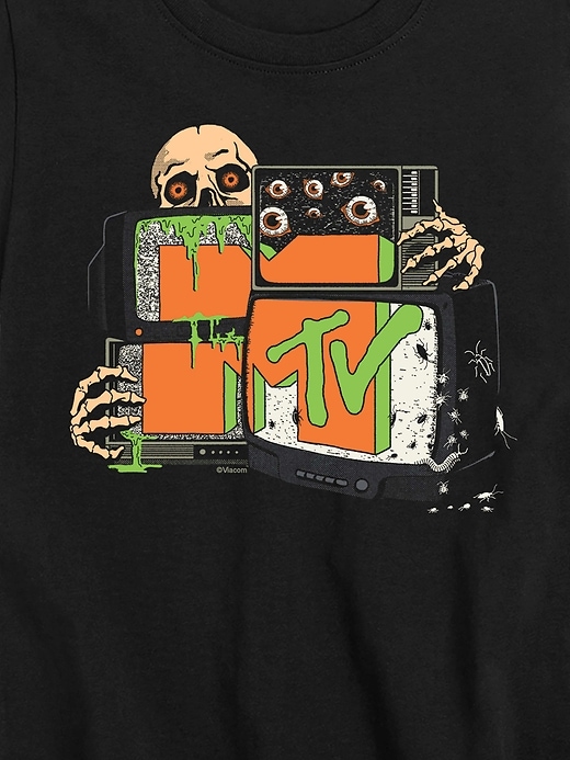 Image number 2 showing, Kids MTV Classic Logo Halloween Skeleton Static Short Sleeve T-Shirt