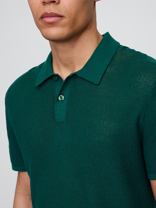 Image number 6 showing, Textured Crochet Polo Sweater