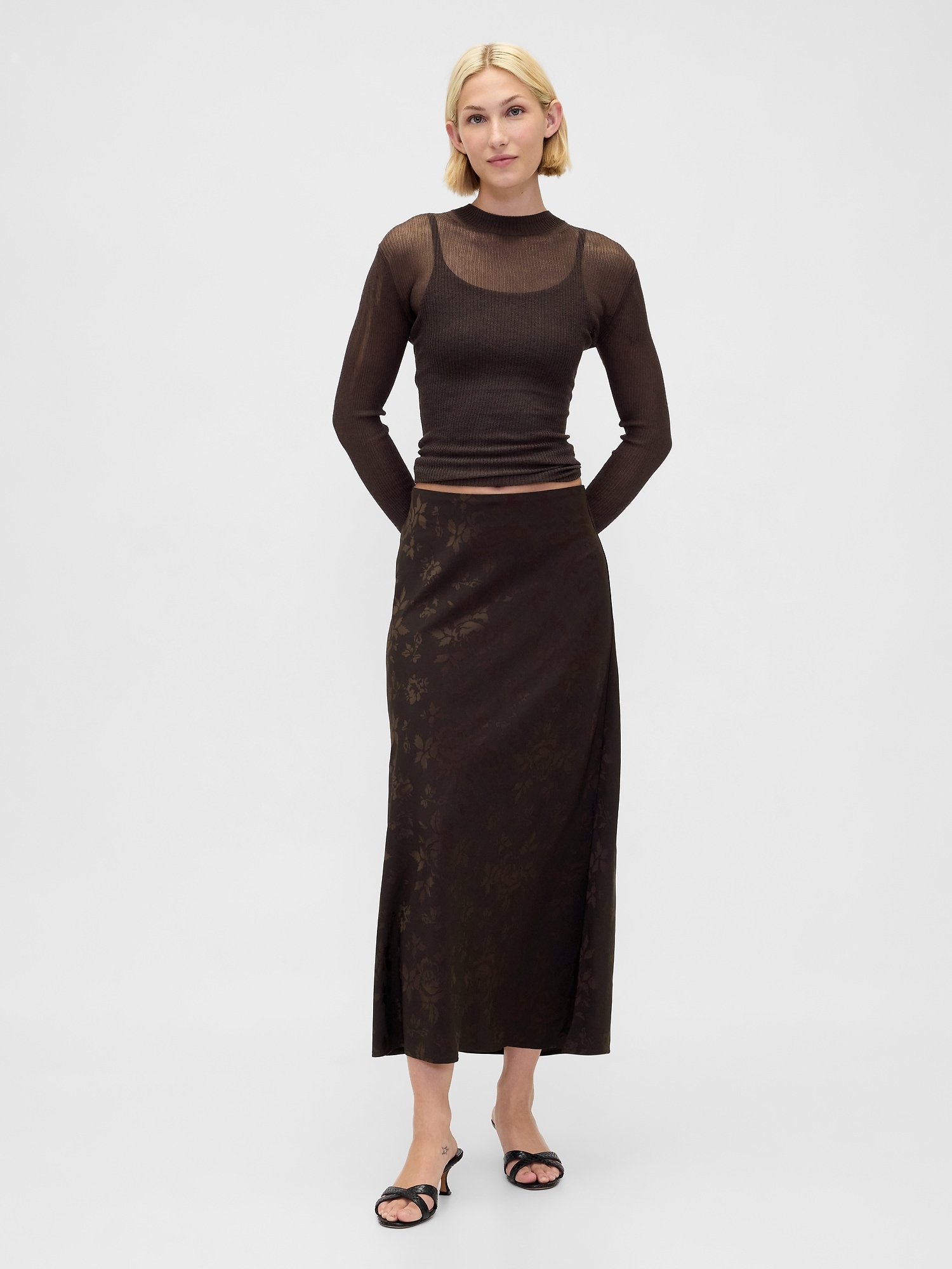 Gap Maxi Slip Skirt In Brown