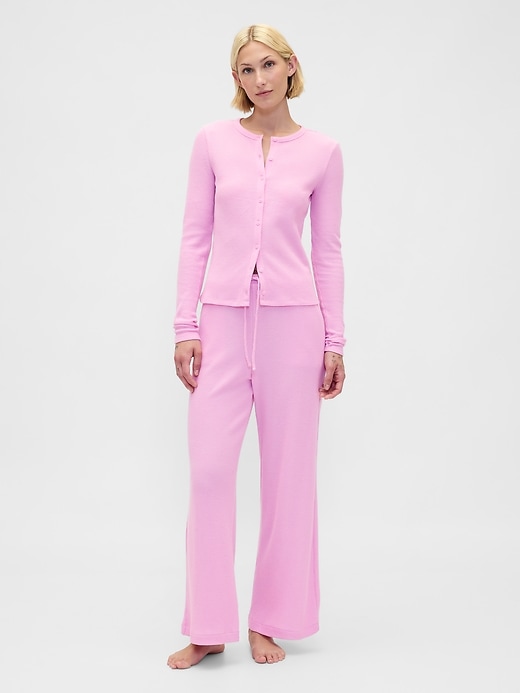 Image number 1 showing, Waffle Wide-Leg PJ Pants