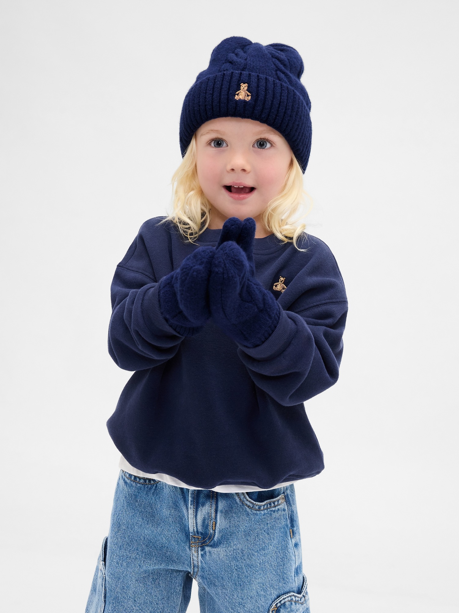 Baby & Toddler CashSoft Cable-Knit Beanie & Mittens Set