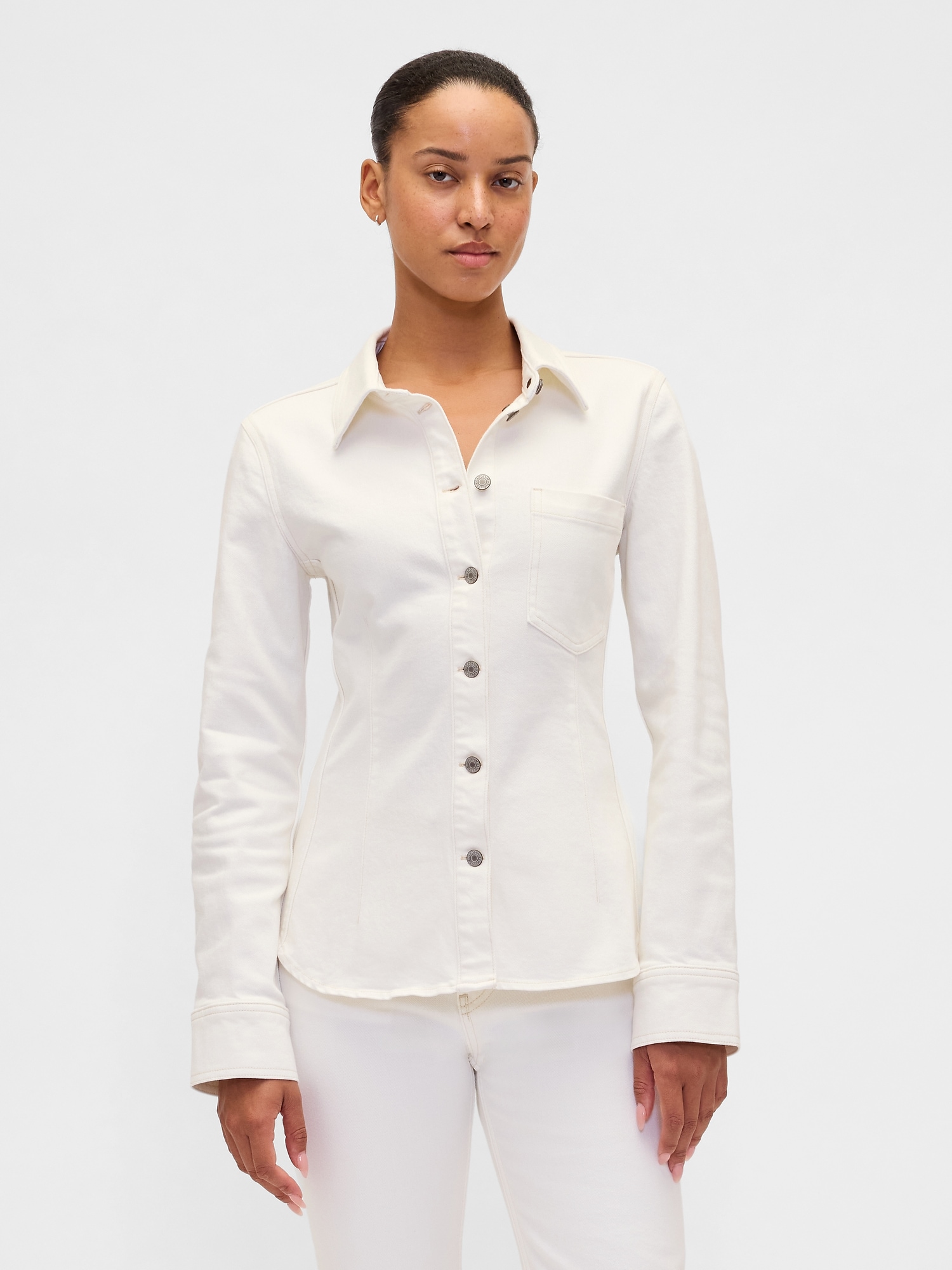 Gap Cinched Denim Shirt In White