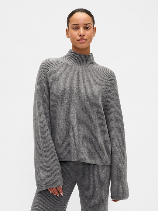 Image number 1 showing, CashSoft Shaker-Stitch Turtleneck Sweater