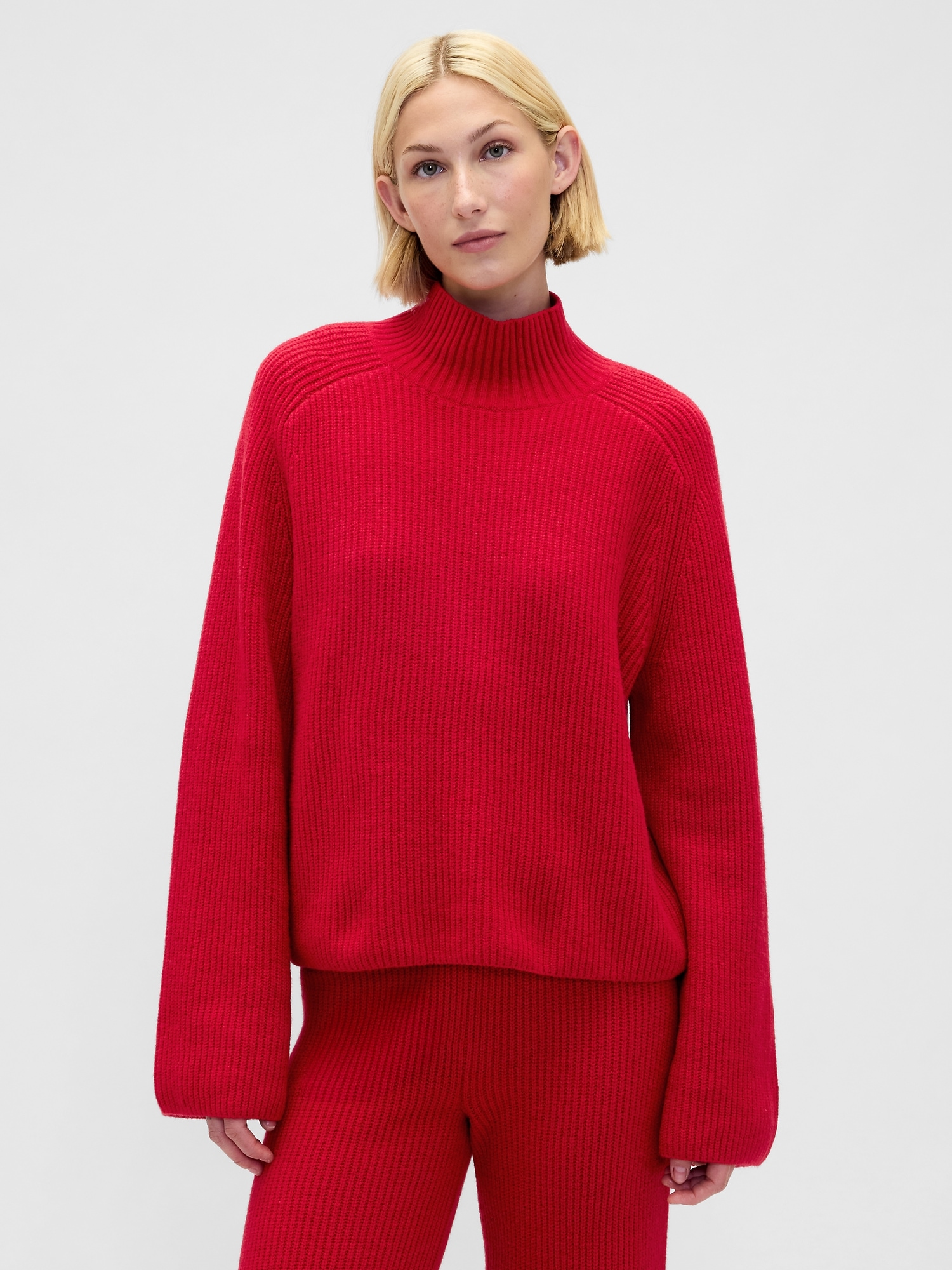 Gap Cashsoft Shaker-stitch Turtleneck Sweater In Red