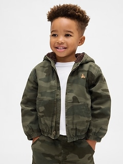 Baby & Toddler Sherpa-Lined Hooded Camo Denim Jacket