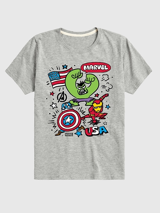 Image number 1 showing, Toddler Marvel Avengers USA Doodle Short Sleeve Graphic Tee