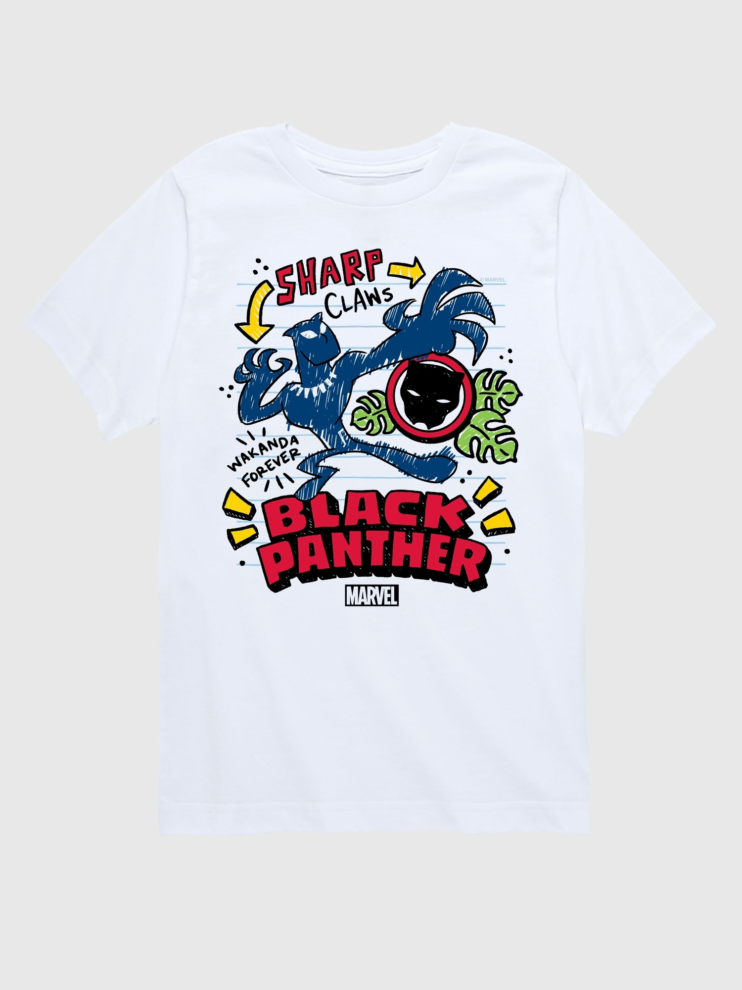 Toddler Marvel Black Panther Doodle Short Sleeve Graphic Tee - White