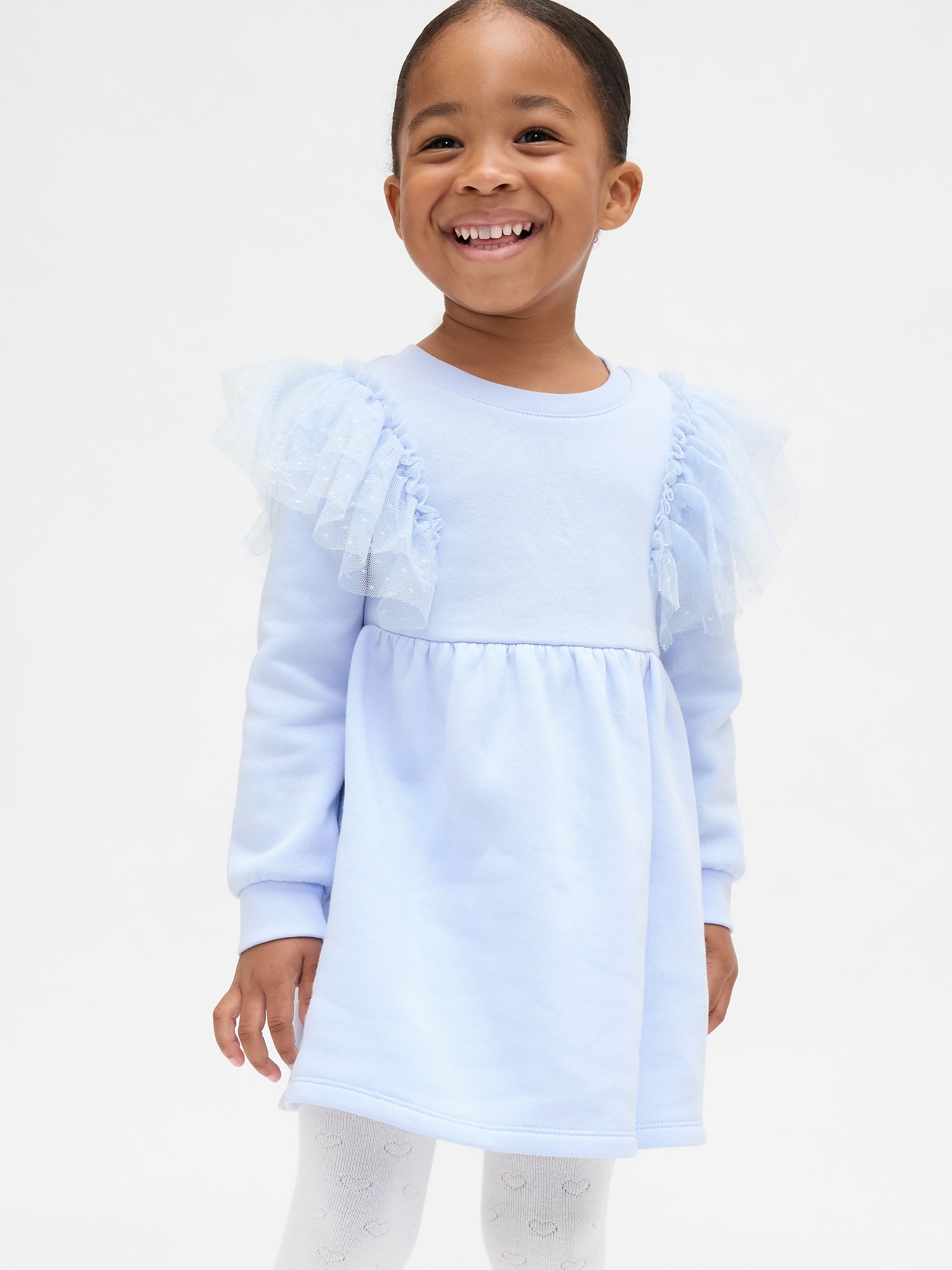 Baby & Toddler Tulle Sweatshirt Dress - Serene Blue