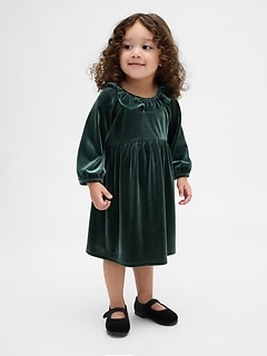 Baby & Toddler Velour Ruffle Collar Dress