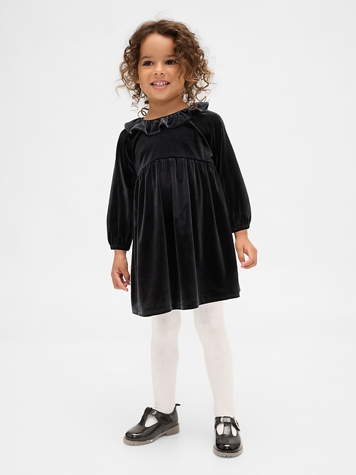 Image number 1 showing, Baby & Toddler Velour Ruffle Collar Dress