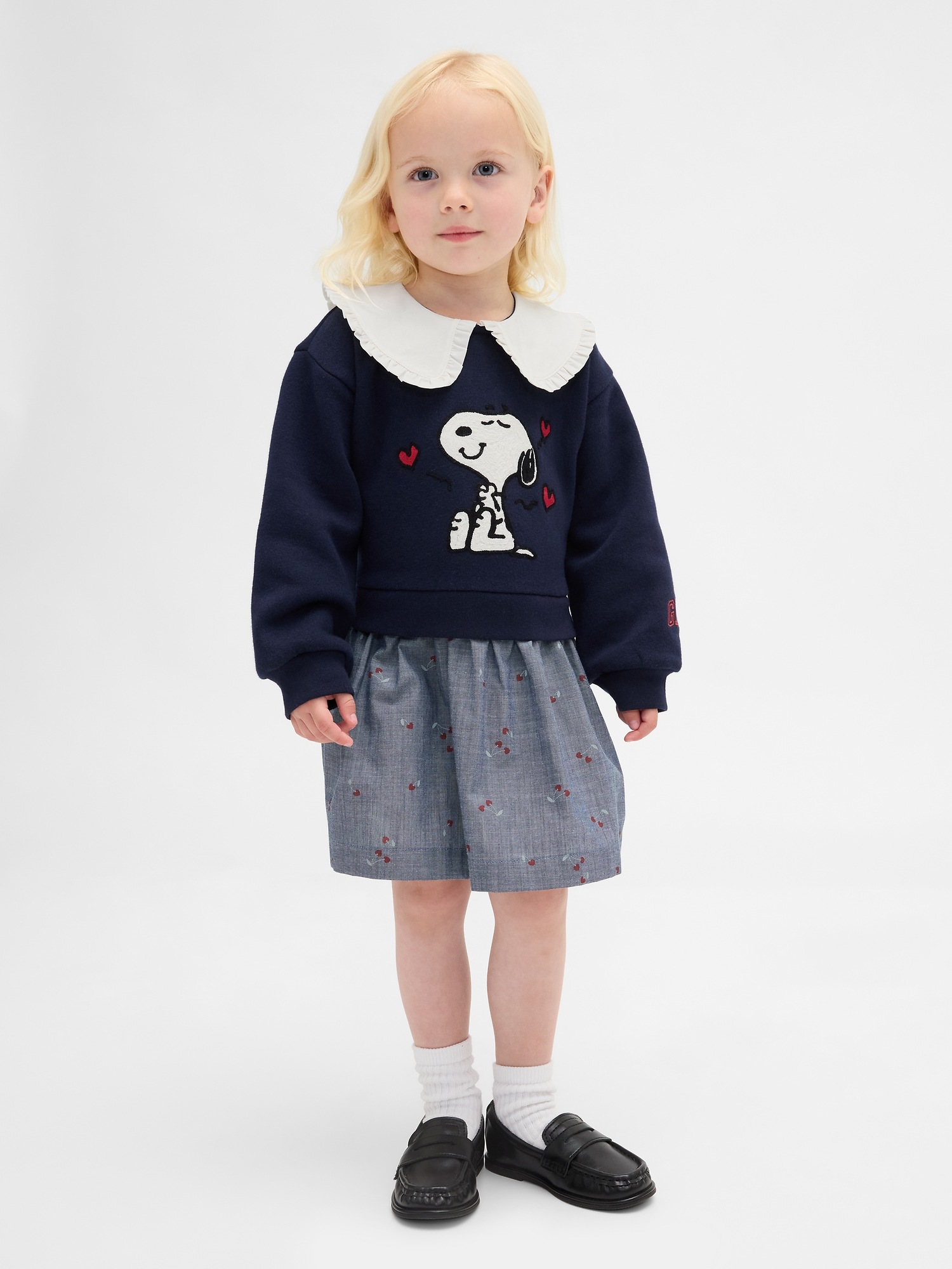 Детские платья Gap Baby & Toddler Snoopy Ruffle Collar Sweatshirt Dress
