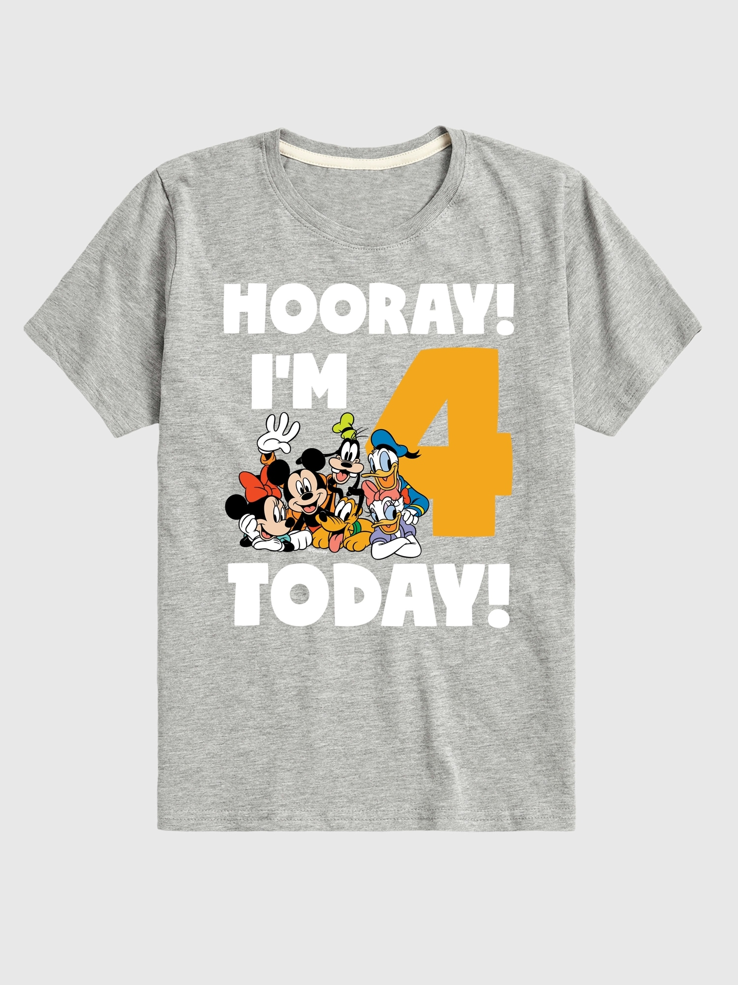 Toddler Disney Hooray Im 4 Today Graphic Tee - Grey