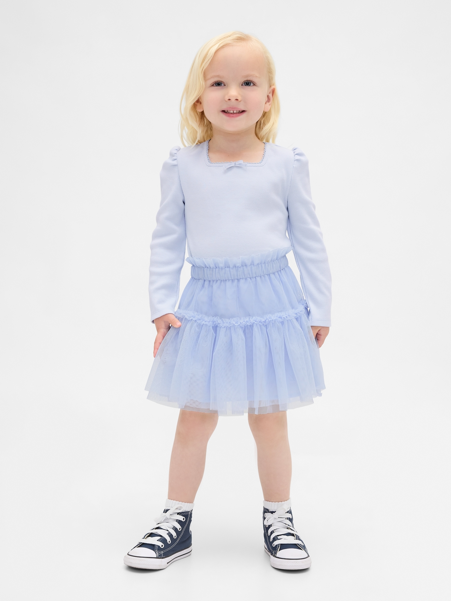 Baby & Toddler Rib & Tulle Outfit Set - Serene Blue