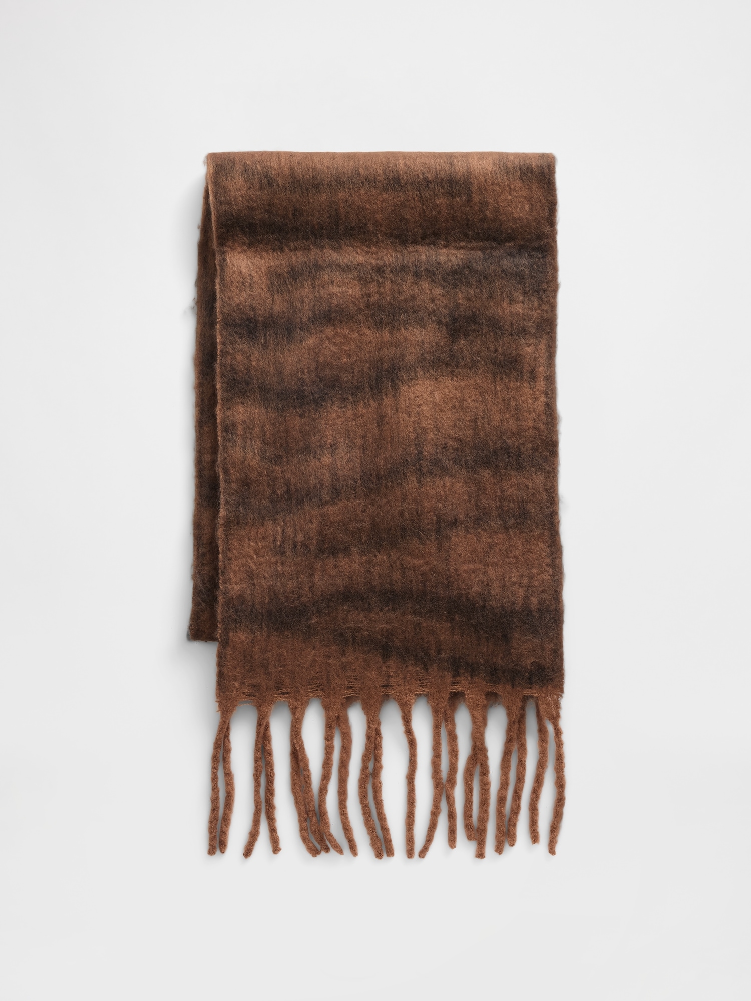 Brushed Fringe Scarf - Tiger Print