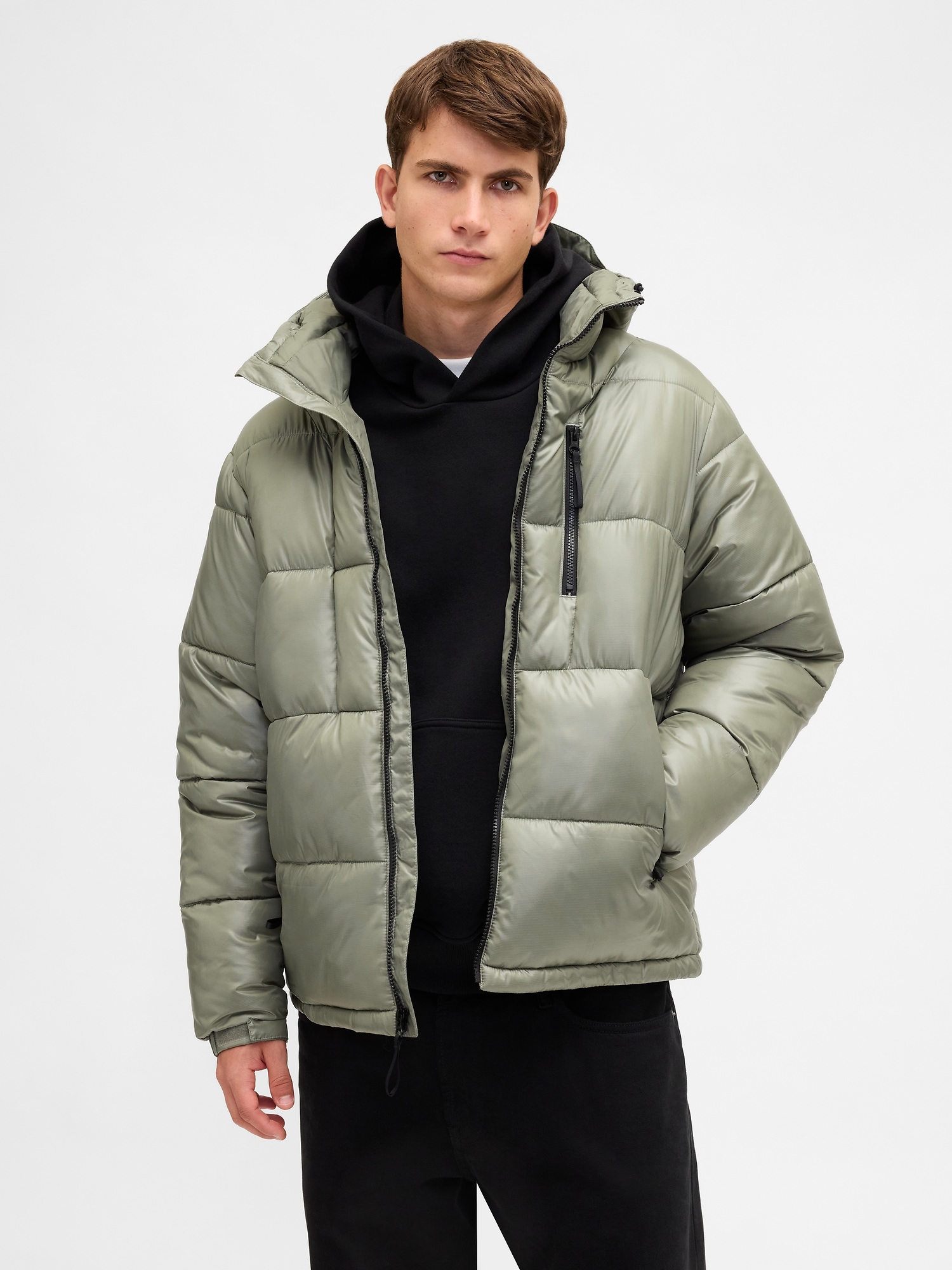 Recycled Heavyweight Puffer Jacket - Mesculen Green