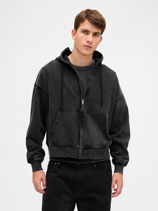 Image number 1 showing, Heavyweight Oversized Crop Zip Hoodie