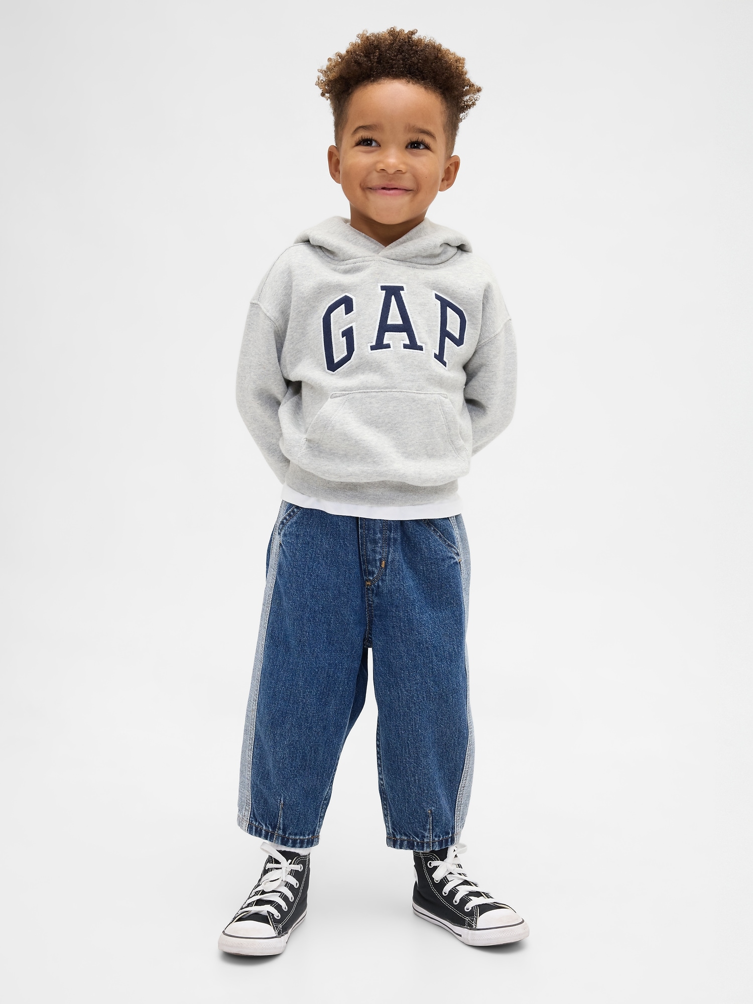 Baby & Toddler Two-Tone Pull-On Barrel Jeans