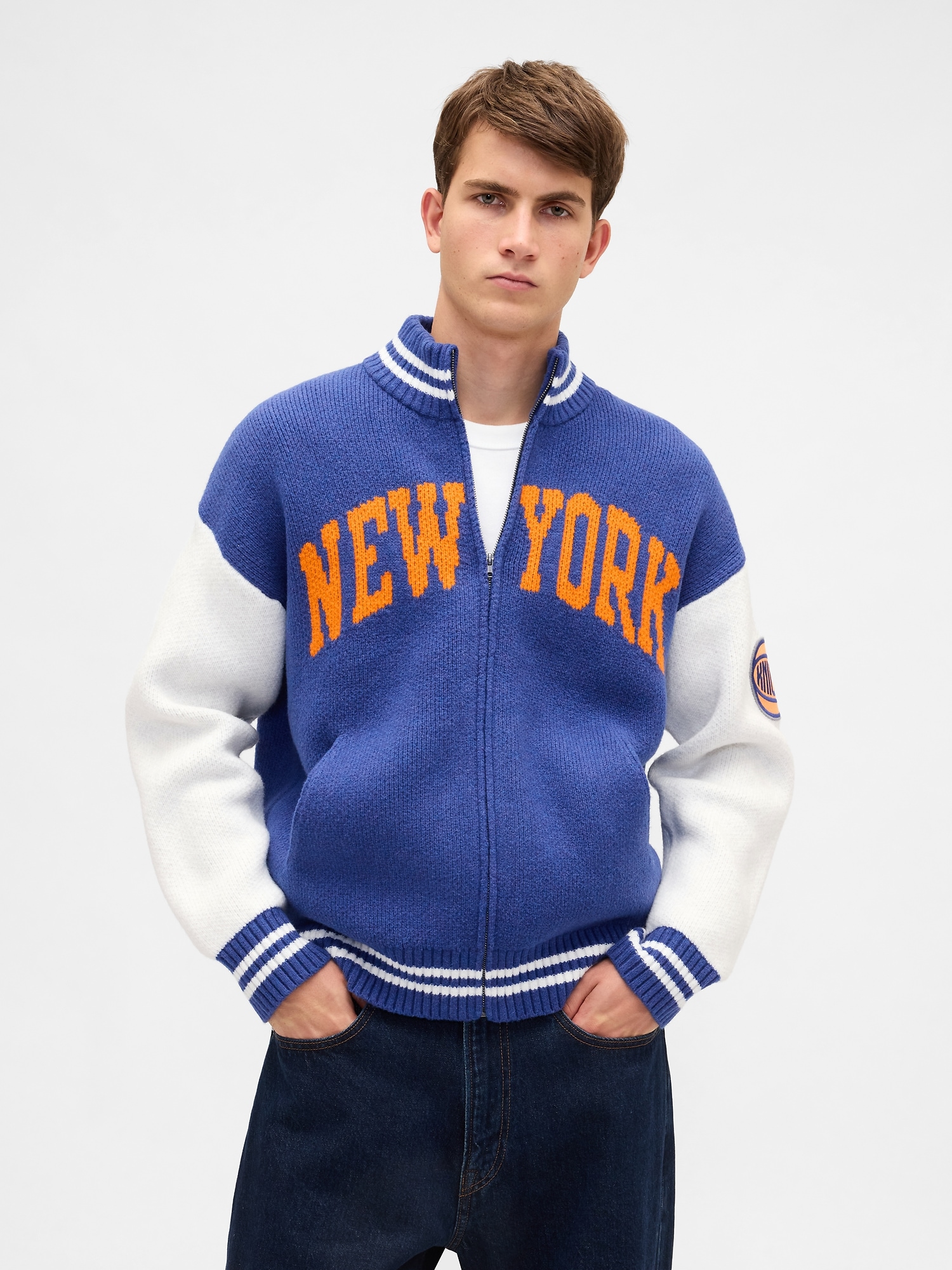 CashSoft NBA New York Knicks Logo Zip Sweater - New York Knicks