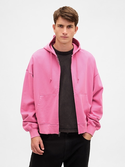 Image number 1 showing, Heavyweight Oversized Crop Zip Hoodie