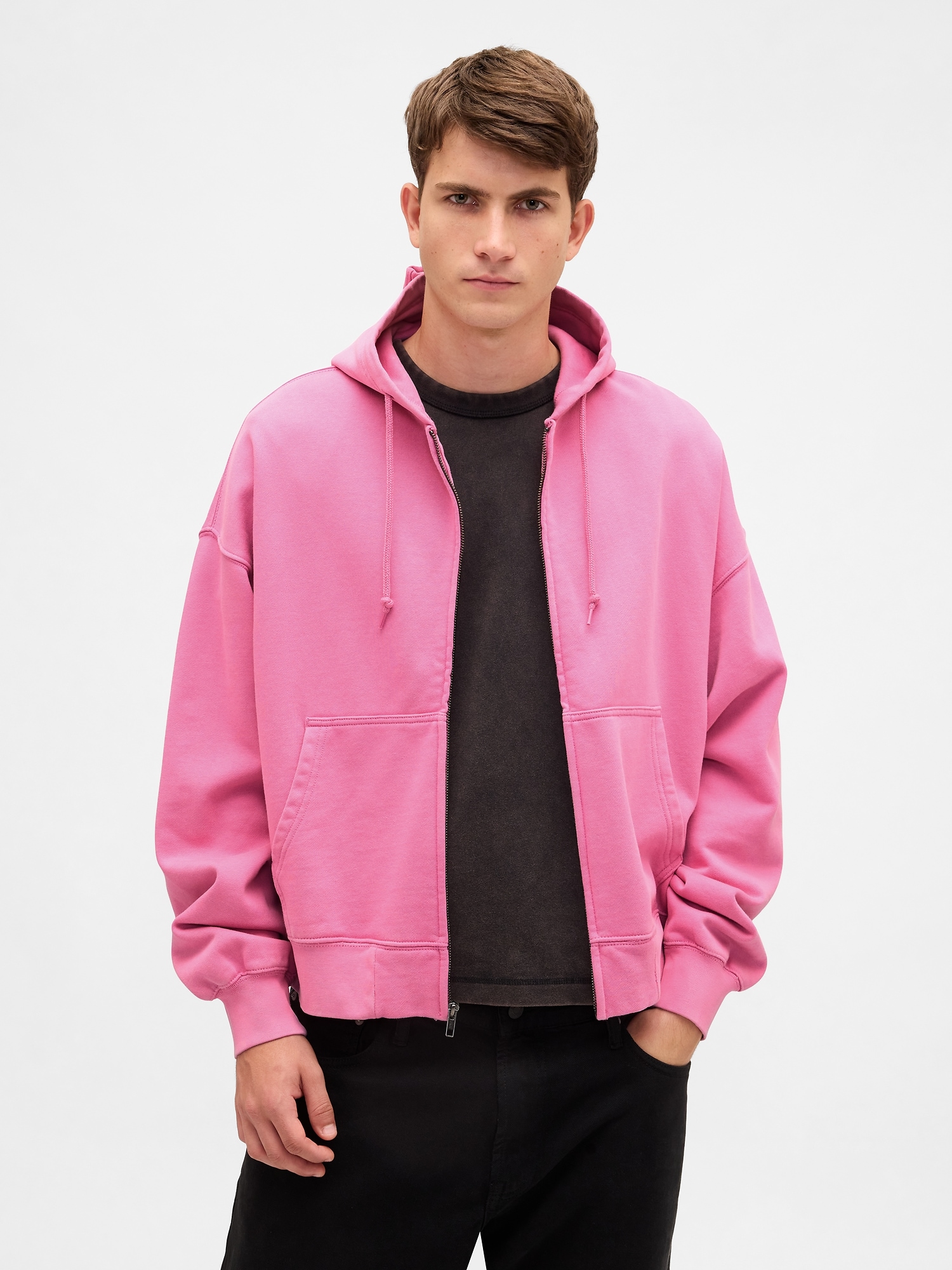 Heavyweight Oversized Crop Zip Hoodie