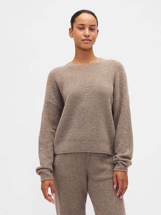 Image number 1 showing, CashSoft Boucle Relaxed Crewneck Top