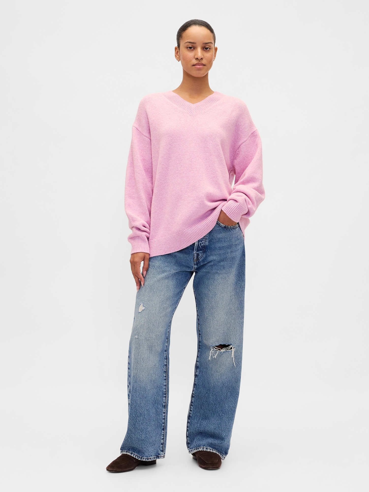 CashSoft Oversized V-Neck Sweater