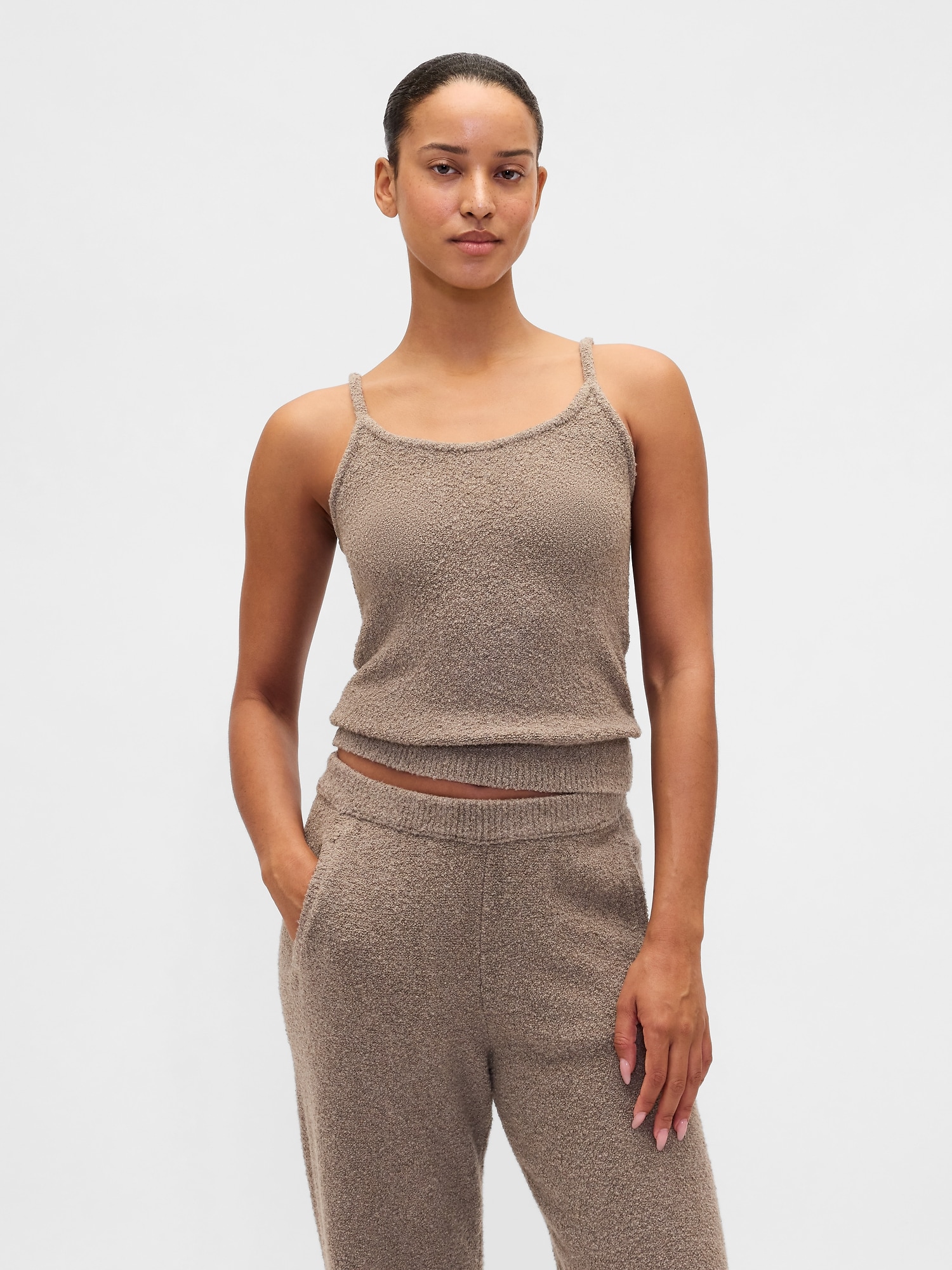 Gap Cashsoft Boucle Sweater Tank Top In Brown