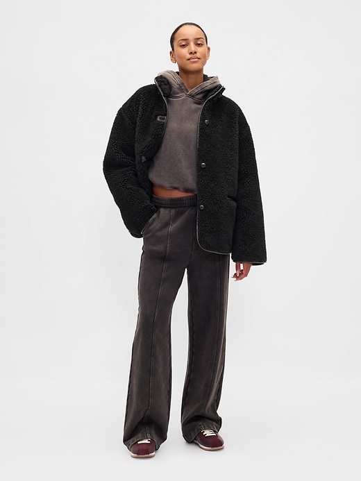 Recycled Sherpa & Vegan Leather-Trim Jacket