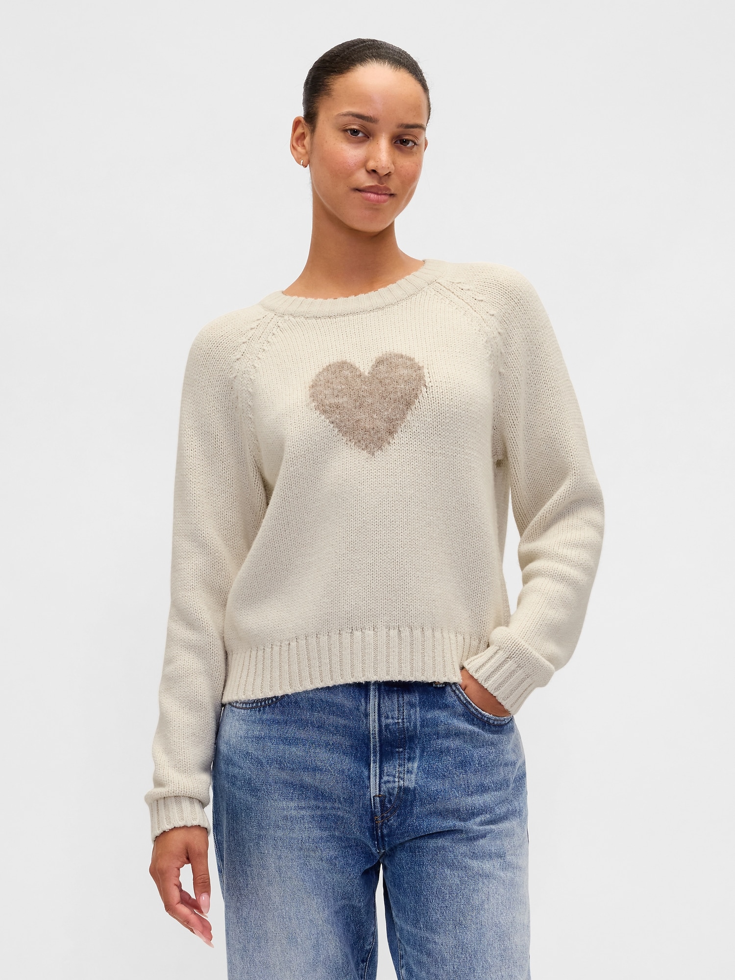 Gap Relaxed Raglan Crewneck Sweater In Gray