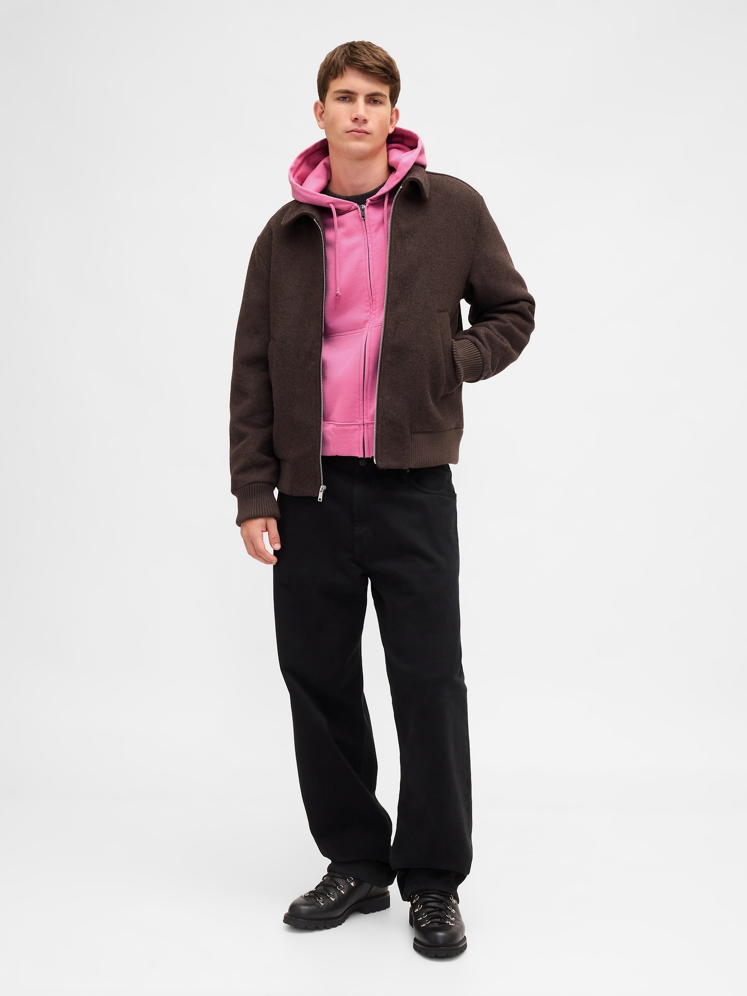 Мужские худи Gap Adult Heavyweight Oversized Crop Zip — фото 2